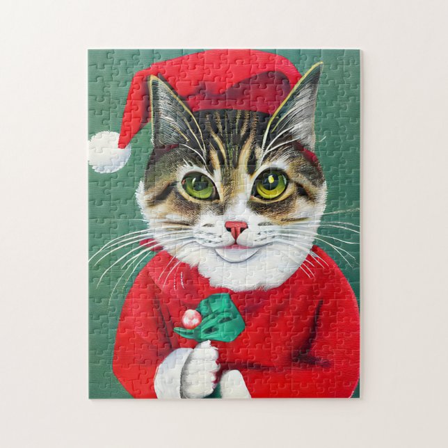 Festive Meowy-julklapp Thmet Jigszle Puzzle Pussel (Vertikal)