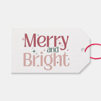 Festive Merry And Bright Christmas Gift Tag Presentetikett