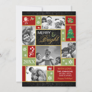 Festive Merry & Bright Helgdag Photo Card Julkort