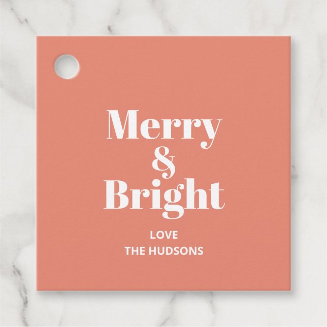Festive Merry & Bright Jul-Helgdag Gåvor Etiketter (Framsida)