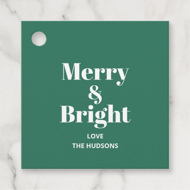 Festive Merry & Bright Jul-Helgdag Gåvor Etiketter (Framsida)