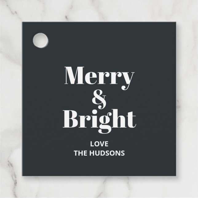 Festive Merry & Bright Jul-Helgdag Gåvor Etiketter (Framsida)