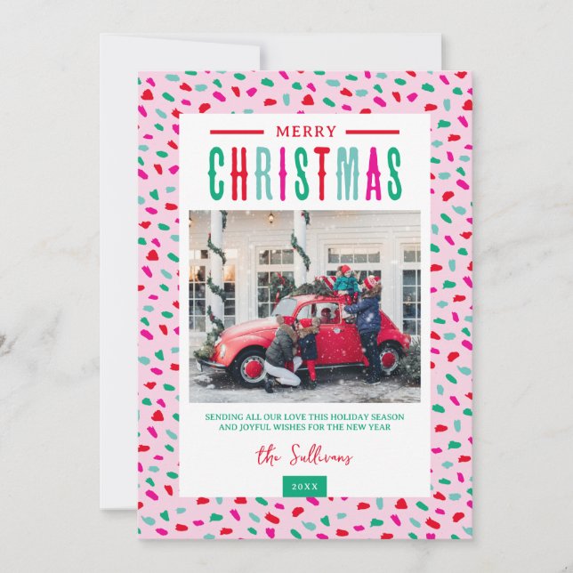 Festive Merry Christmas 4 Photo Julkort (Framsida)