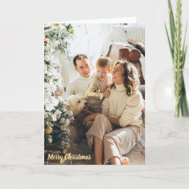 Festive Merry Christmas Family Photo Card Kort