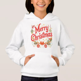 Festive “Merry Christmas” Holiday Kids Hoodie T Shirt