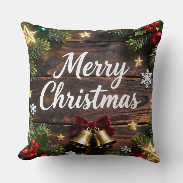 Festive Merry Christmas Holiday Pillow Kudde (Framsida)