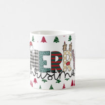 Festive "MERRY Christmas" Pattern Mug