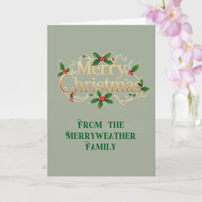 Festive Merry Christmas Sage Kort (Orkide)