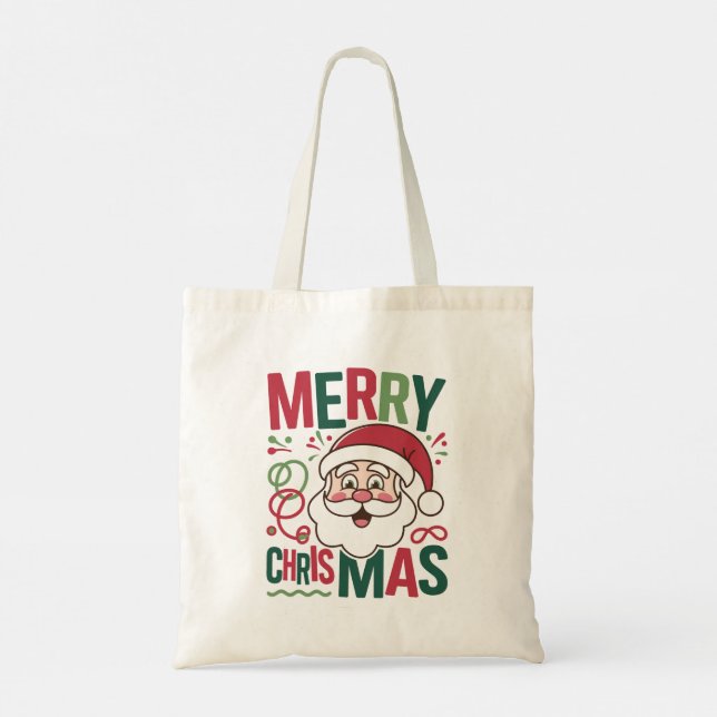 Festive Merry Christmas Tote Bags for Holiday Chee Tygkasse (Baksida)