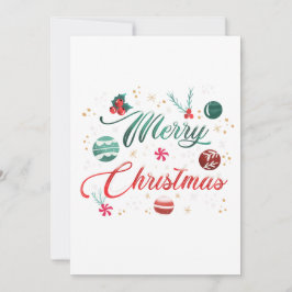 Festive Merry Christmas Typography with Ornaments Inbjudningar