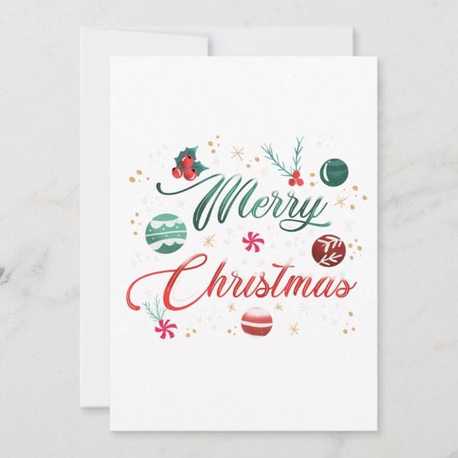 Festive Merry Christmas Typography with Ornaments Inbjudningar (Framsida)