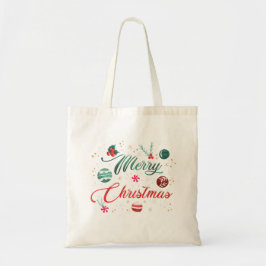 Festive Merry Christmas Typography with Ornaments Tygkasse