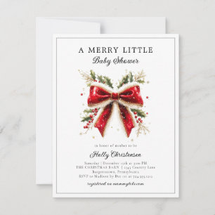 Festive Merry Little jul Bow Baby Shower Inbjudningar