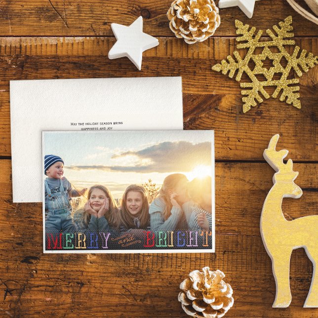 Festive Merry och Bright jul Photo Helgdag Julkort (Skapare uppladdad)