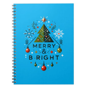 Festive Merry och Bright Julgran Design Anteckningsbok