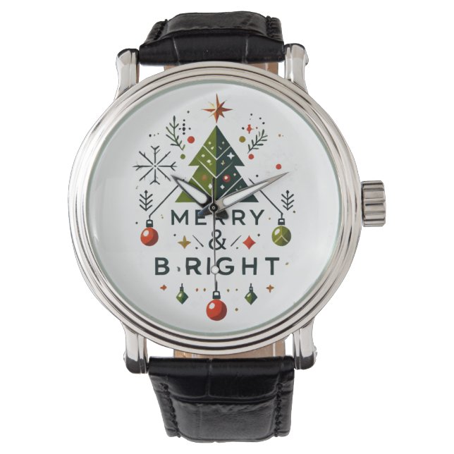 Festive Merry och Bright Julgran Design Armbandsur (Framsida)