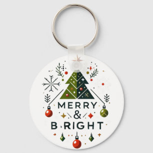 Festive Merry och Bright Julgran Design Nyckelring
