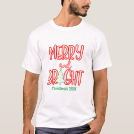 Festive Merry och Bright Julgran Red Grönt T Shirt