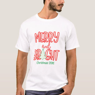 Festive Merry och Bright Julgran Red Grönt T Shirt