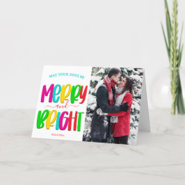 Festive Merry och Bright Photo jul Card Helgkort