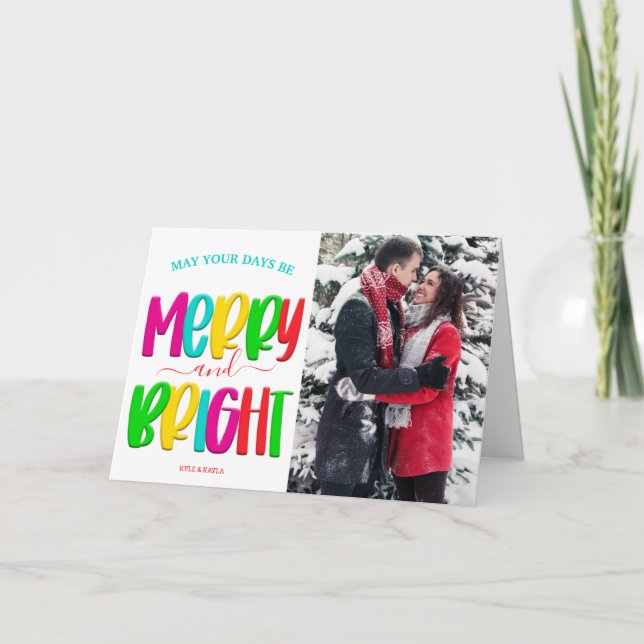 Festive Merry och Bright Photo jul Card Helgkort (Framsida)