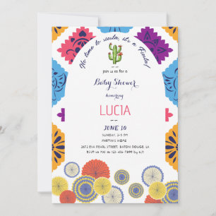 Festive Mexican Papper Fläkt Cactus Baby Shower Inbjudningar