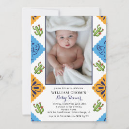 Festive Mexican Papper Fläkt Cactus Baby Shower Inbjudningar