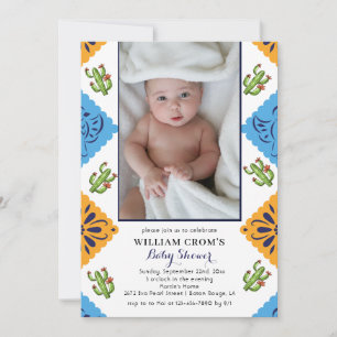 Festive Mexican Papper Fläkt Cactus Baby Shower Inbjudningar
