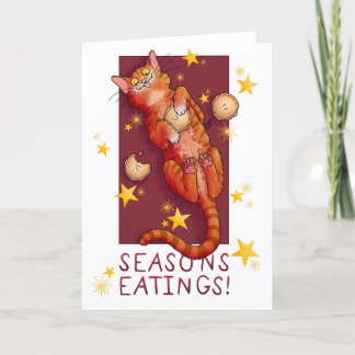 Festive Mince Paj Cat Card Tack Kort