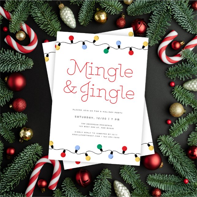 Festive Mingle & Jingle jul Ljus Party Inbjudningar (Skapare uppladdad)