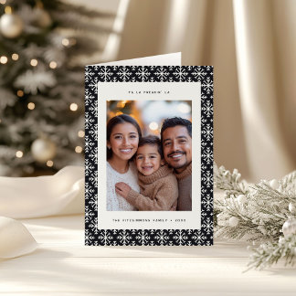 Festive Minimal Black and White Geometric Card Helgkort