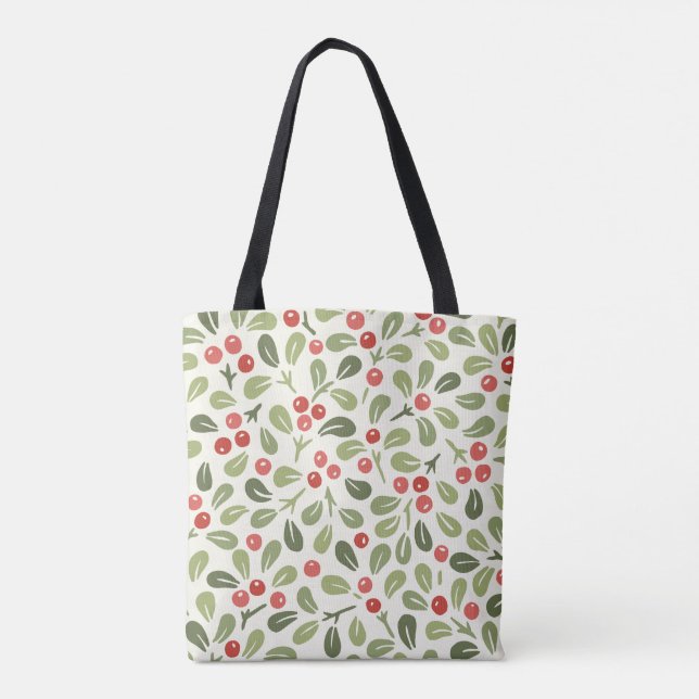 Festive Mistletoe Berry Tote Tygkasse (Baksida)