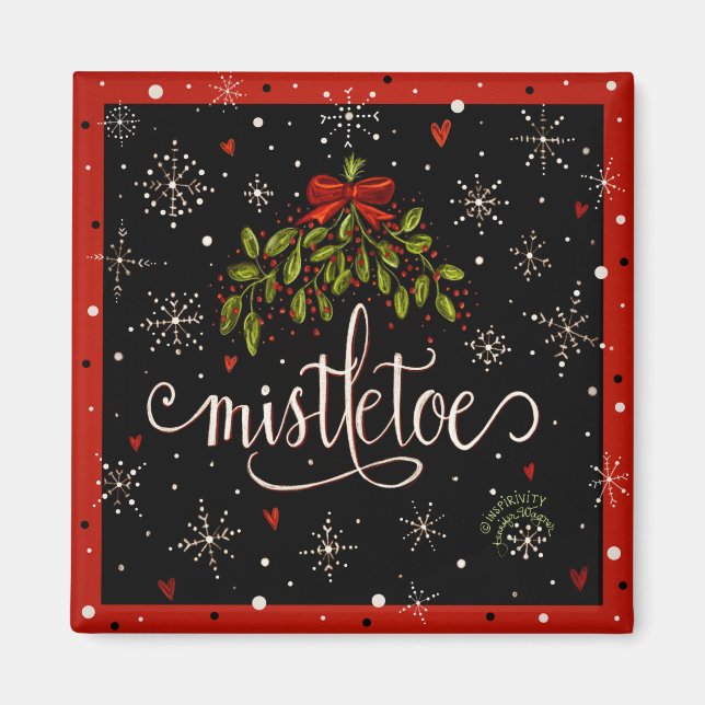 Festive Mistletoe Jul Helgdag Inspirief Magnet (Framsidan)