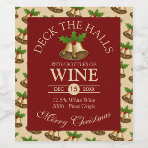 Festive Mistletoe Klockor jul Vinflaska Etikett