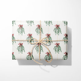 Festive Mistletoe med Red Bows Presentpapper