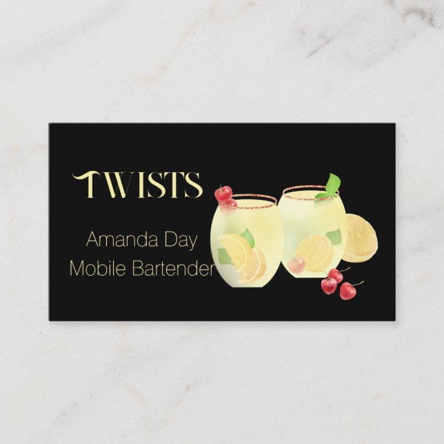 Festive Mixed Drinks Bartender Business Card Visitkort (Framsida)