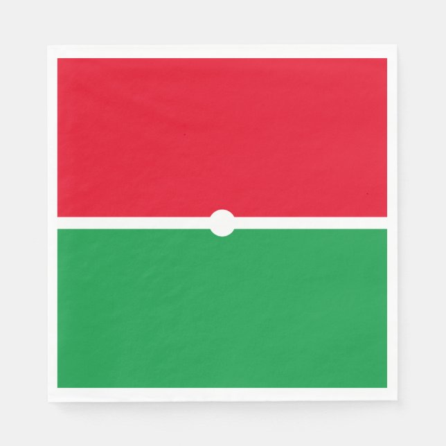 Festive Modern Bright Red Kelly Grönt Färg Block Pappersservett (Framsidan)