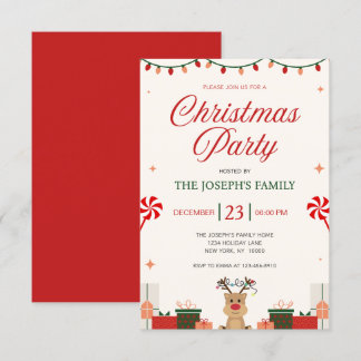 Festive Modern Elegant-familjens jul Party Inbjudningar