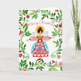 Festive Modern Folk Angel-jul Kort