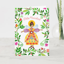 Festive Modern Folk Angel Spansk jul Kort