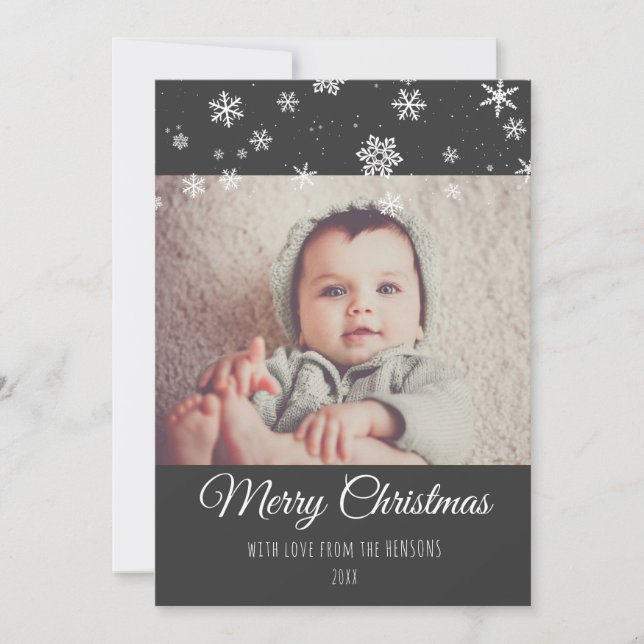 Festive Modern God jul Photo Helgdag Card Julkort (Framsida)