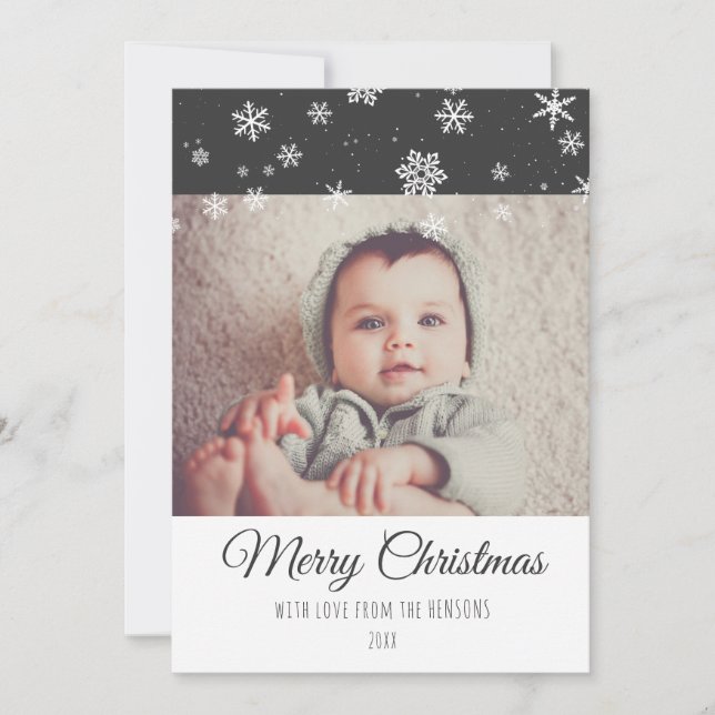 Festive Modern God jul Photo Helgdag Card Julkort (Framsida)