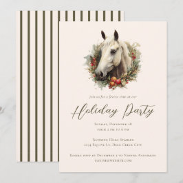 Festive Modern Horse Equestrian Julfest Inbjudningar