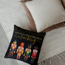 Festive Modern Julafton Black Cute Nutcracker Kudde