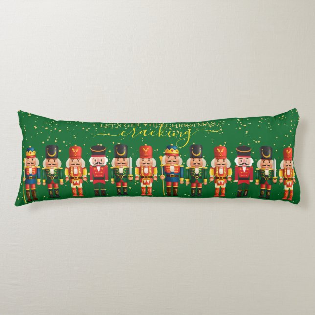 Festive Modern Xmas Green Cute Nutcracker Kroppskudde (Framsidan)
