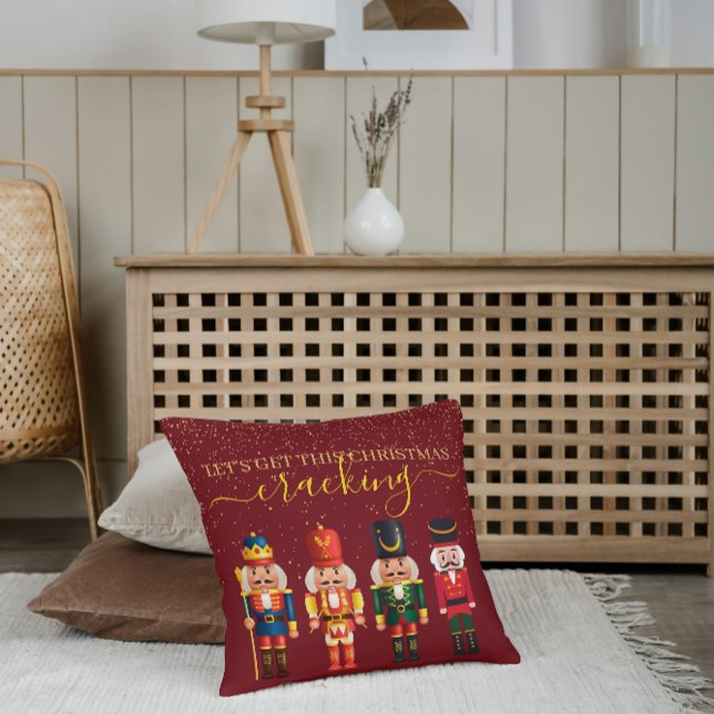 Festive Modern Xmas Red Cute Nutcracker Kudde (Skapare uppladdad)