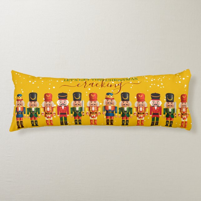 Festive Modern Xmas Yellow Cute Nutcracker Kroppskudde (Framsidan)