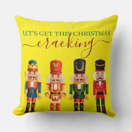 Festive Modern Xmas Yellow Cute Nutcracker Kudde