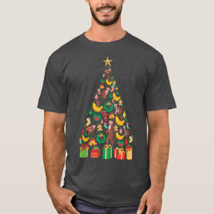 Festive Monkey Banana Julafton Träd Design T Shirt