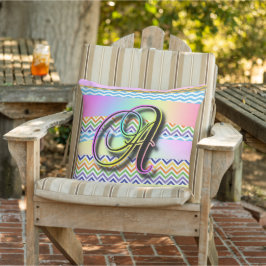 Festive Monogram Initial A Rainbow Kudde